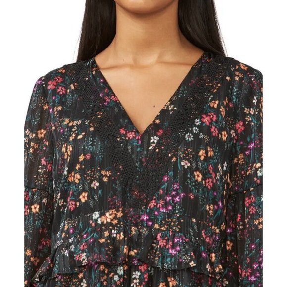 RILEY & RAE Kate Floral-Print Baby doll Peasant Dress Women's Size 0 - Picture 3 of 7